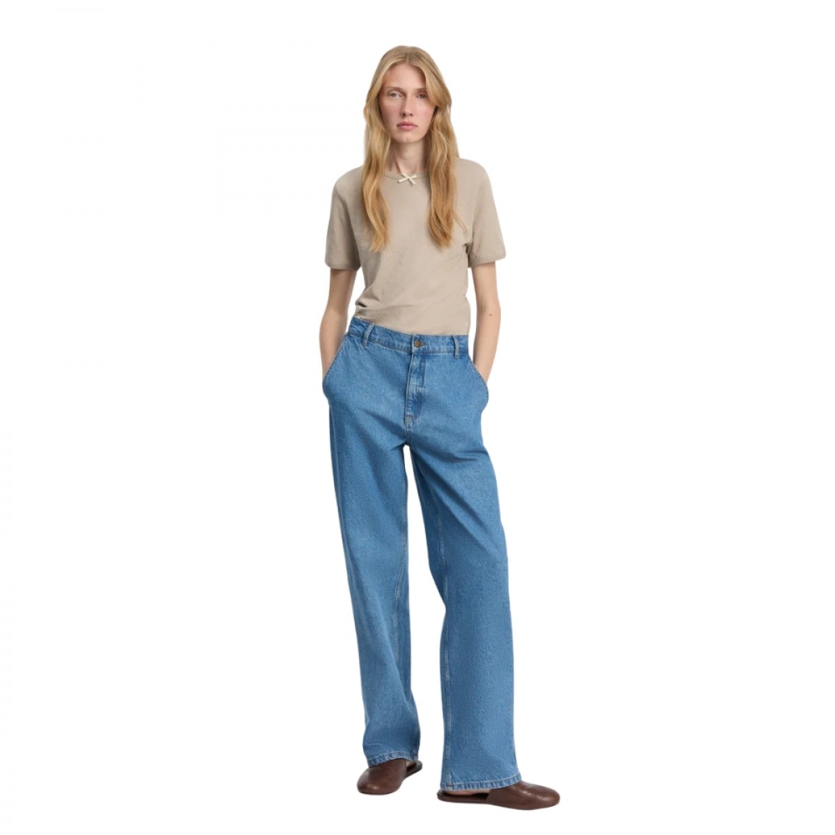 aiayu carlo midwaist wide jeans - clear blue