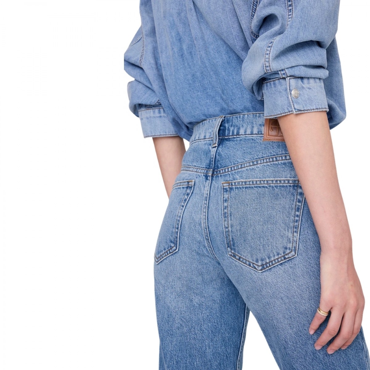 anine bing jane jean casade - blue - logo