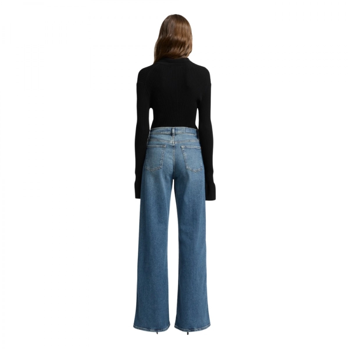 lotta luxe vintage sea level- blue denim - model front