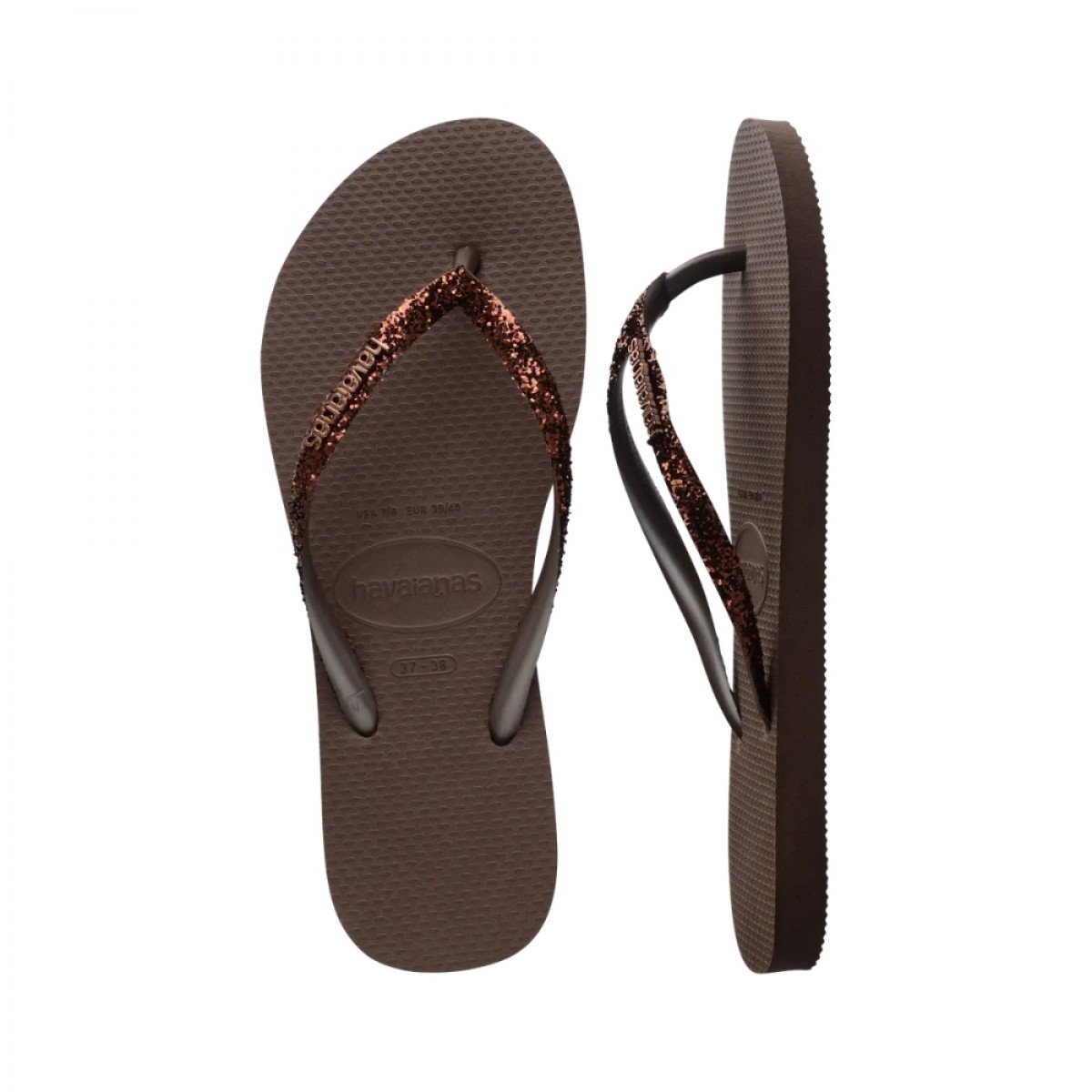 havaianas slim glitter - dark brown - look