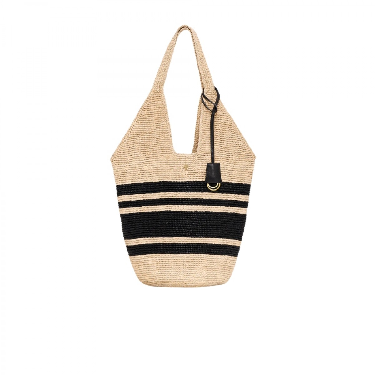 anine bing leah stripes hobo raffia - black and natural stripe