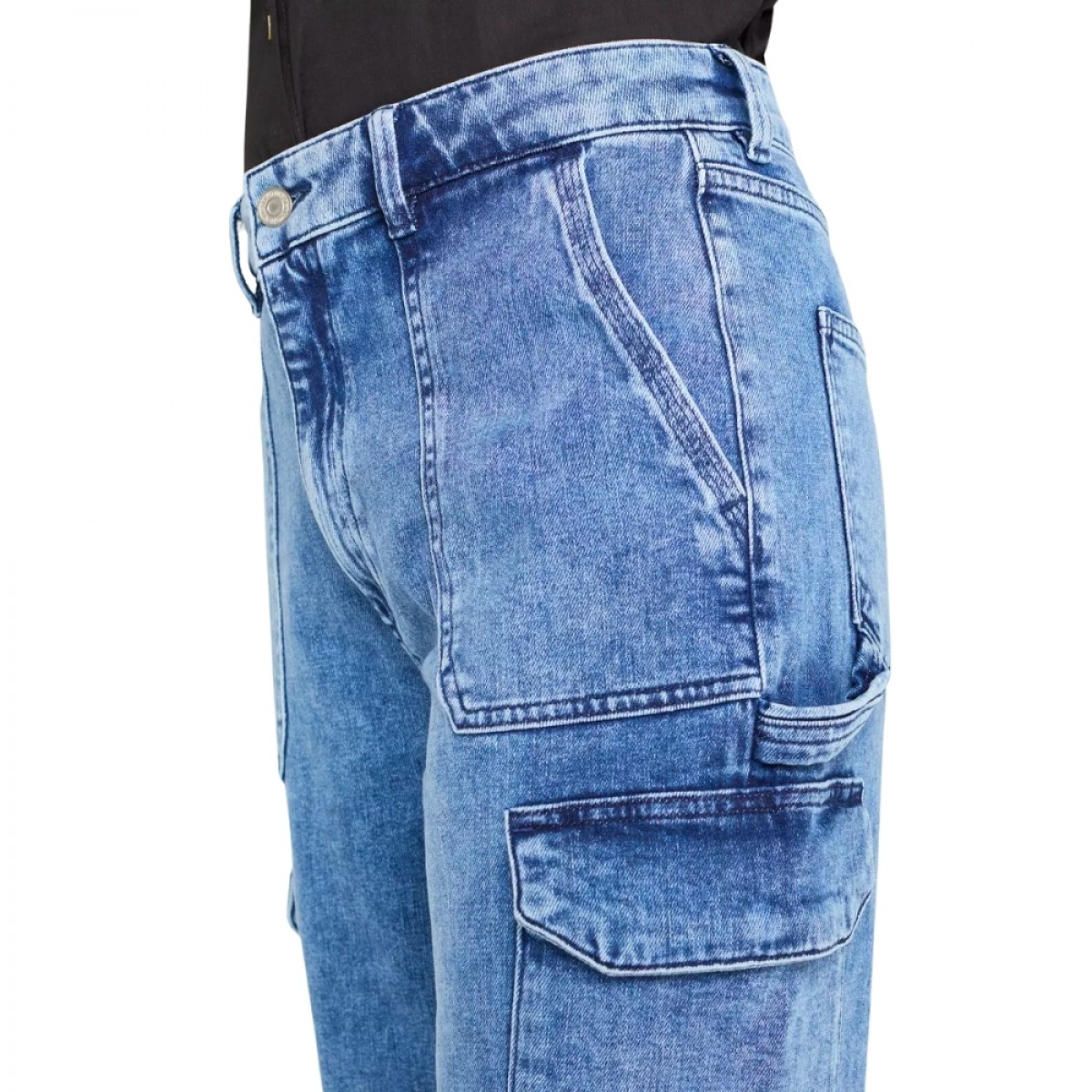 battle cargo jeans - blue denim - fra siden 