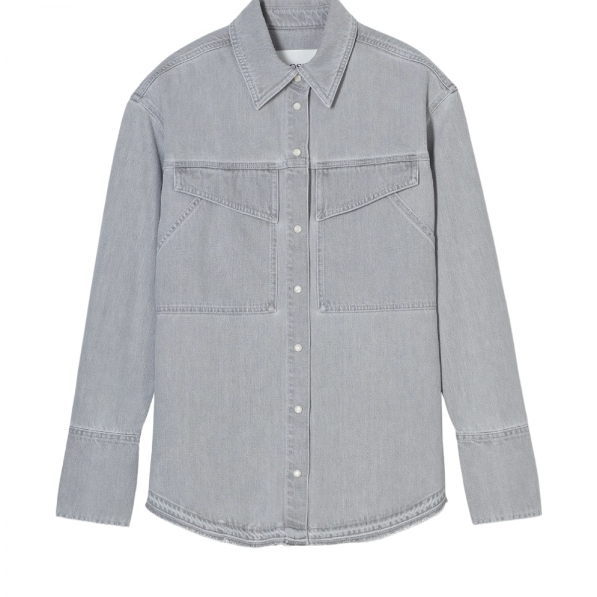 closed fitted utility shirt - light grey - front