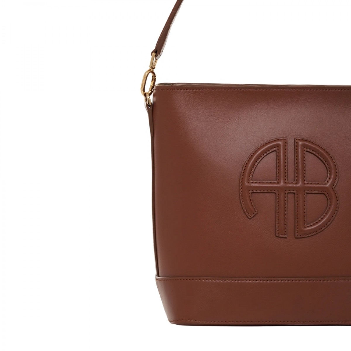 anine bing lili bucket bag - cognac - logo
