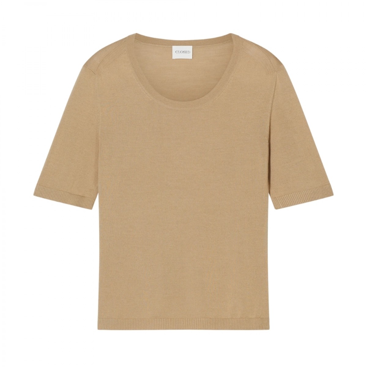 closed crewneck short sleeve - urban beige - front