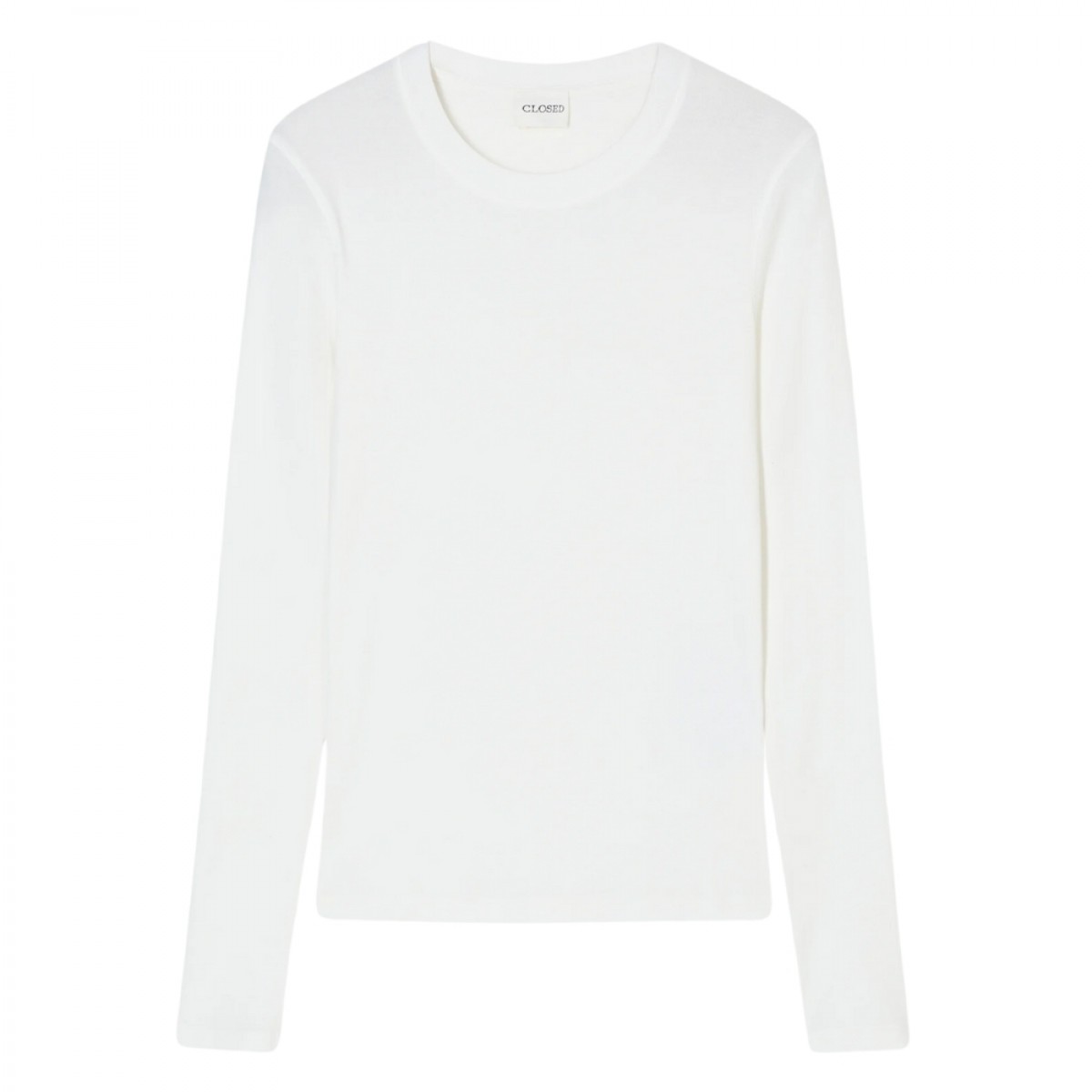closed crewneck longsleeve tee - ivory - front