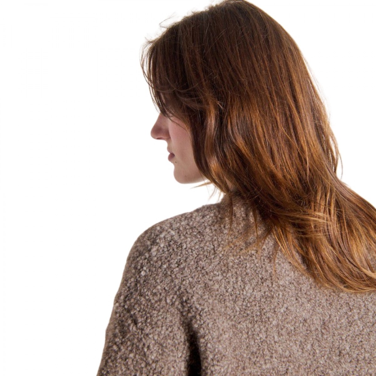 women's jumper zolly - taupe melange - model ryg