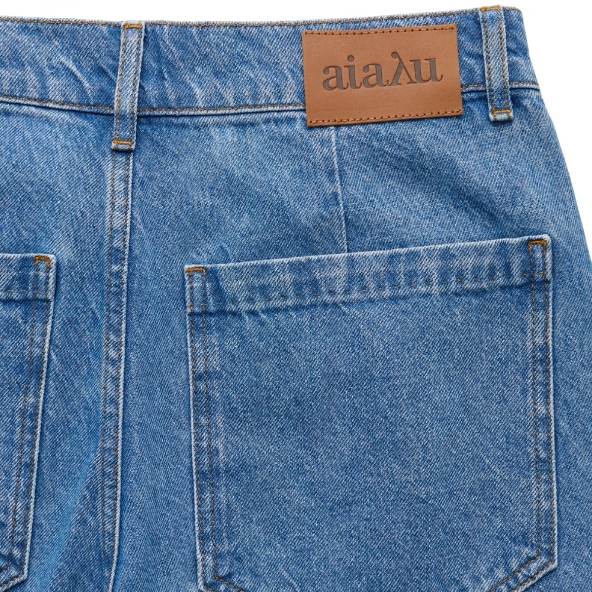 aiayu carlo midwaist wide jeans - clear blue - logo