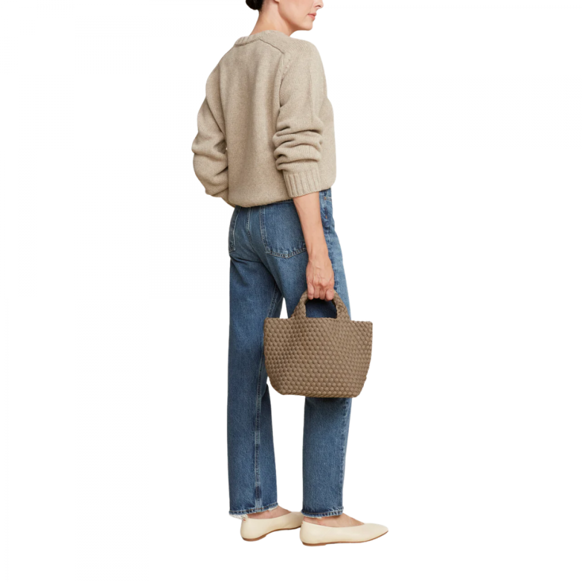 st barths small tote - cashmere - model look