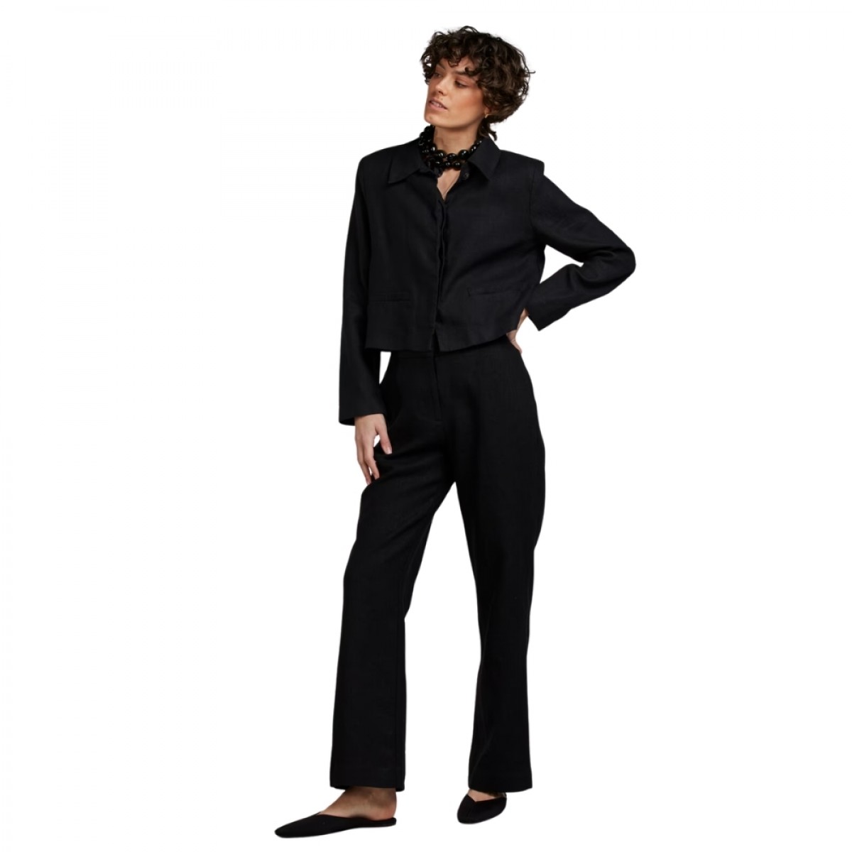 leia jacket linen - black - look
