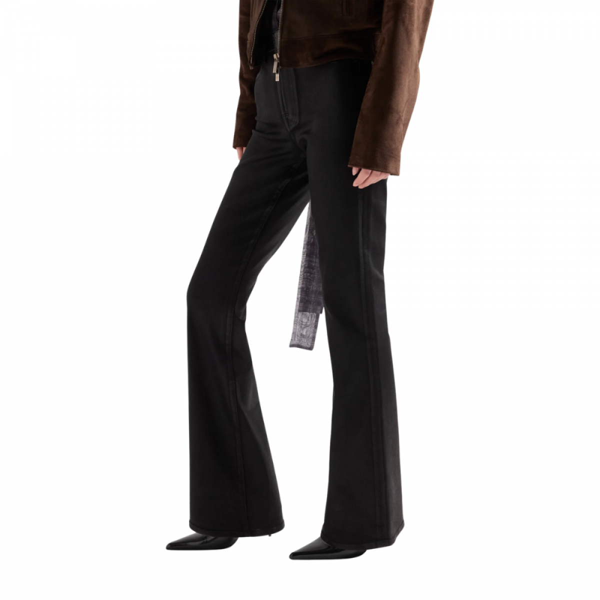 the leggy bootcut coated - black