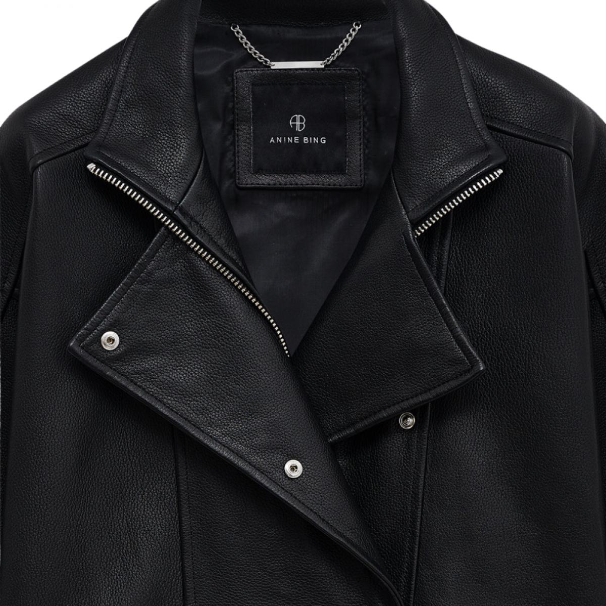 anine bing sandy jacket leather - black - krave