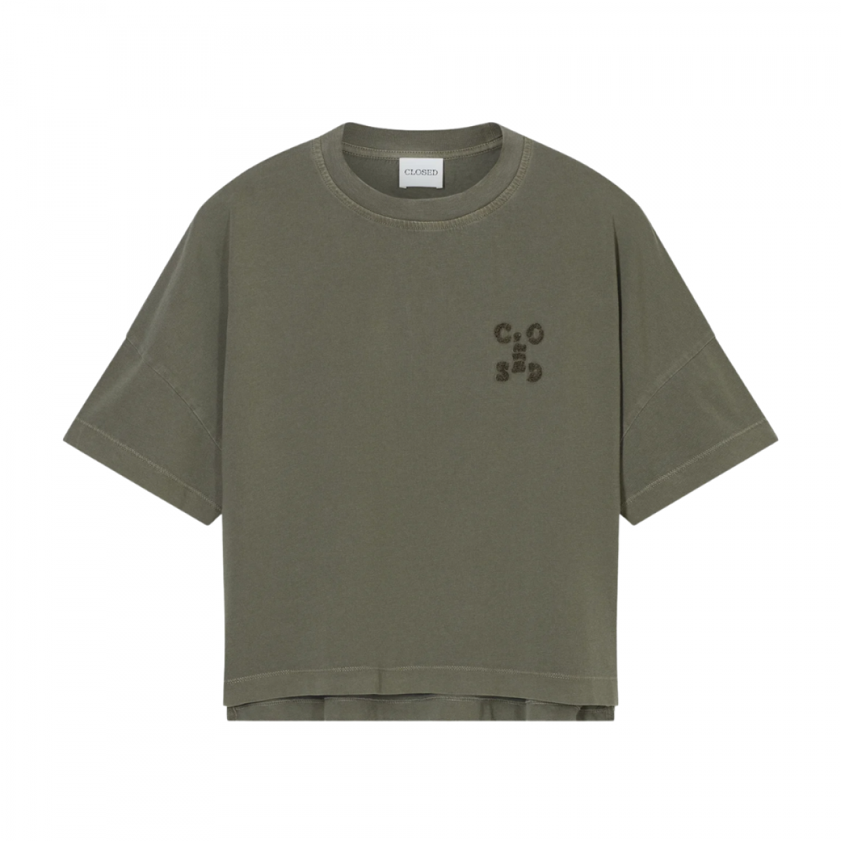 closed cropped t-shirt - cypress green - front