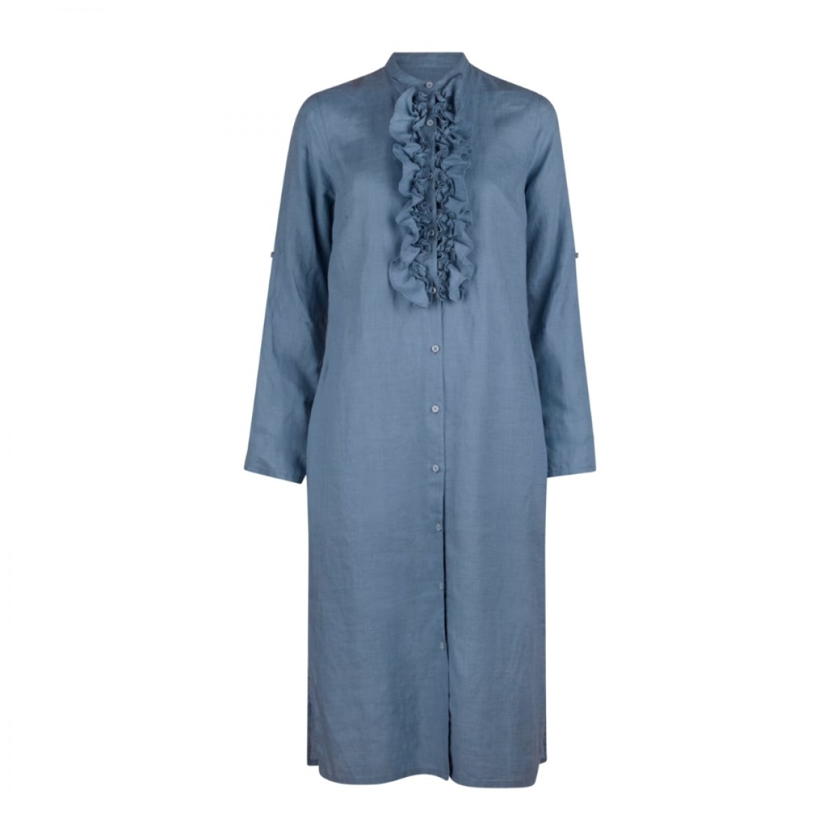 hillary linen dress - blue - front