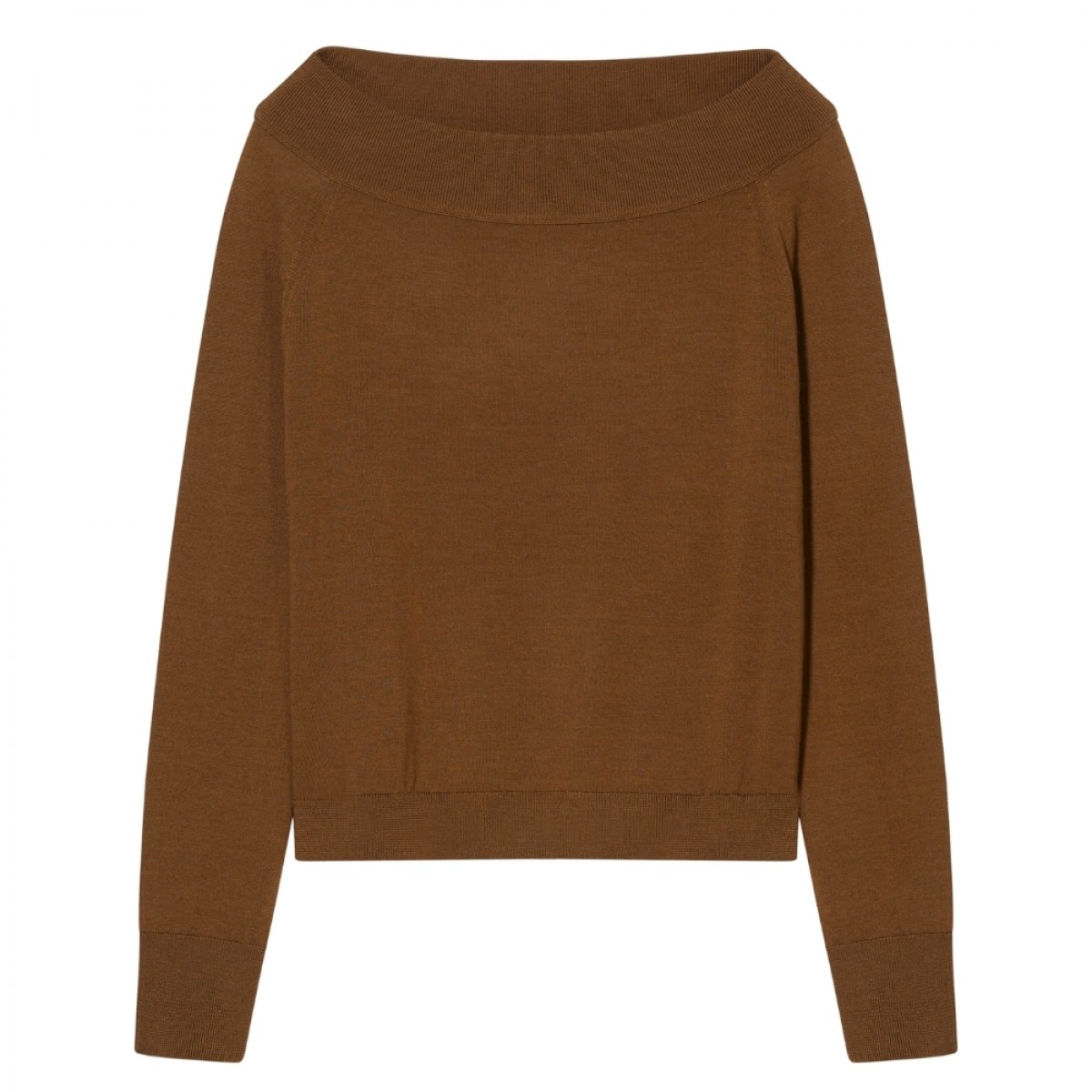 closed wide neck long sleeve - light mocha brown - front