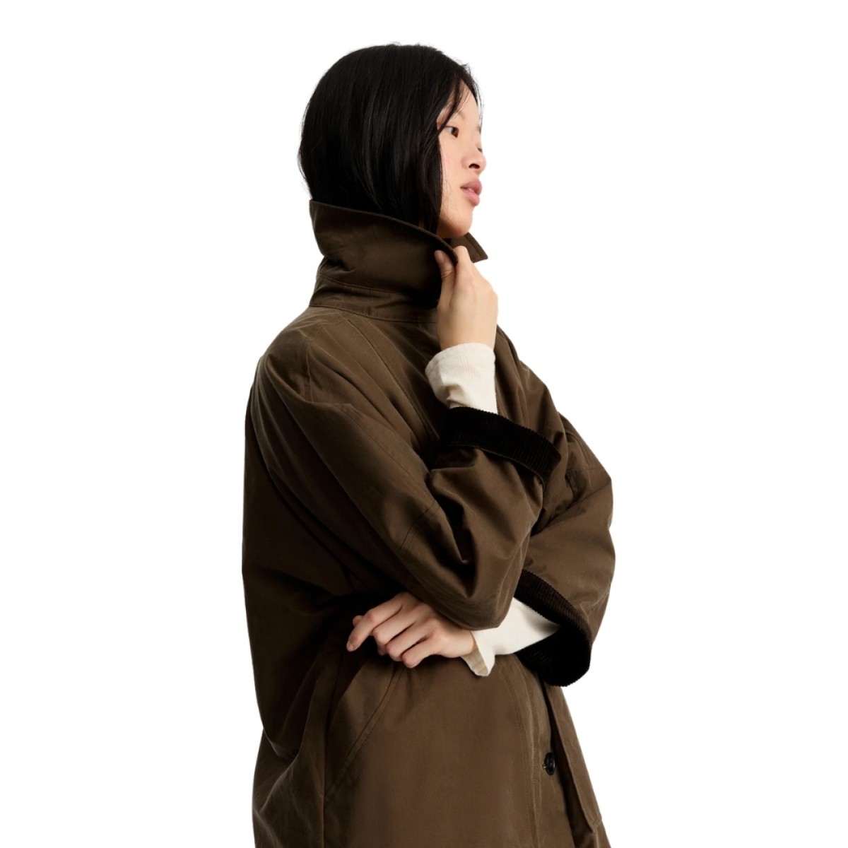 aiayu jay coat oilskin - bark - fra siden 
