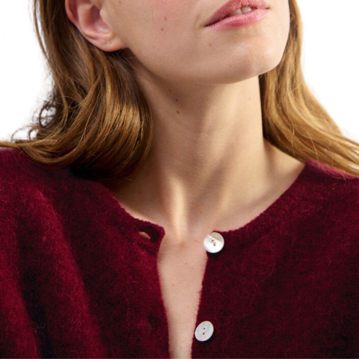 women's cardigan vitow - cherry tree melange -model hals