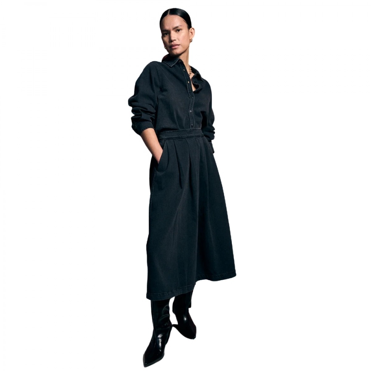 trw ellen ball grwn skirt wash milano black - black - look