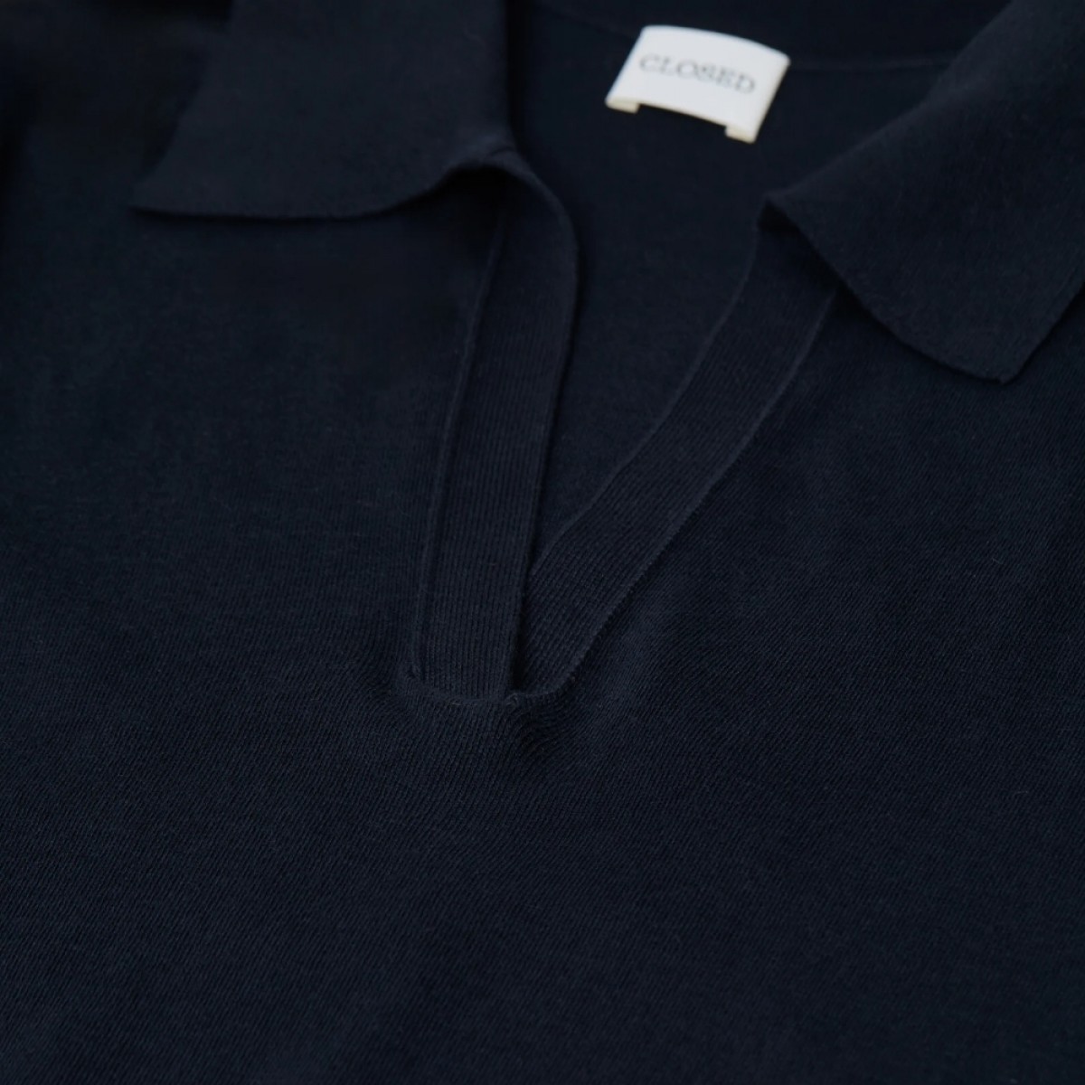 closed polo longsleeve knit - dark night - logo