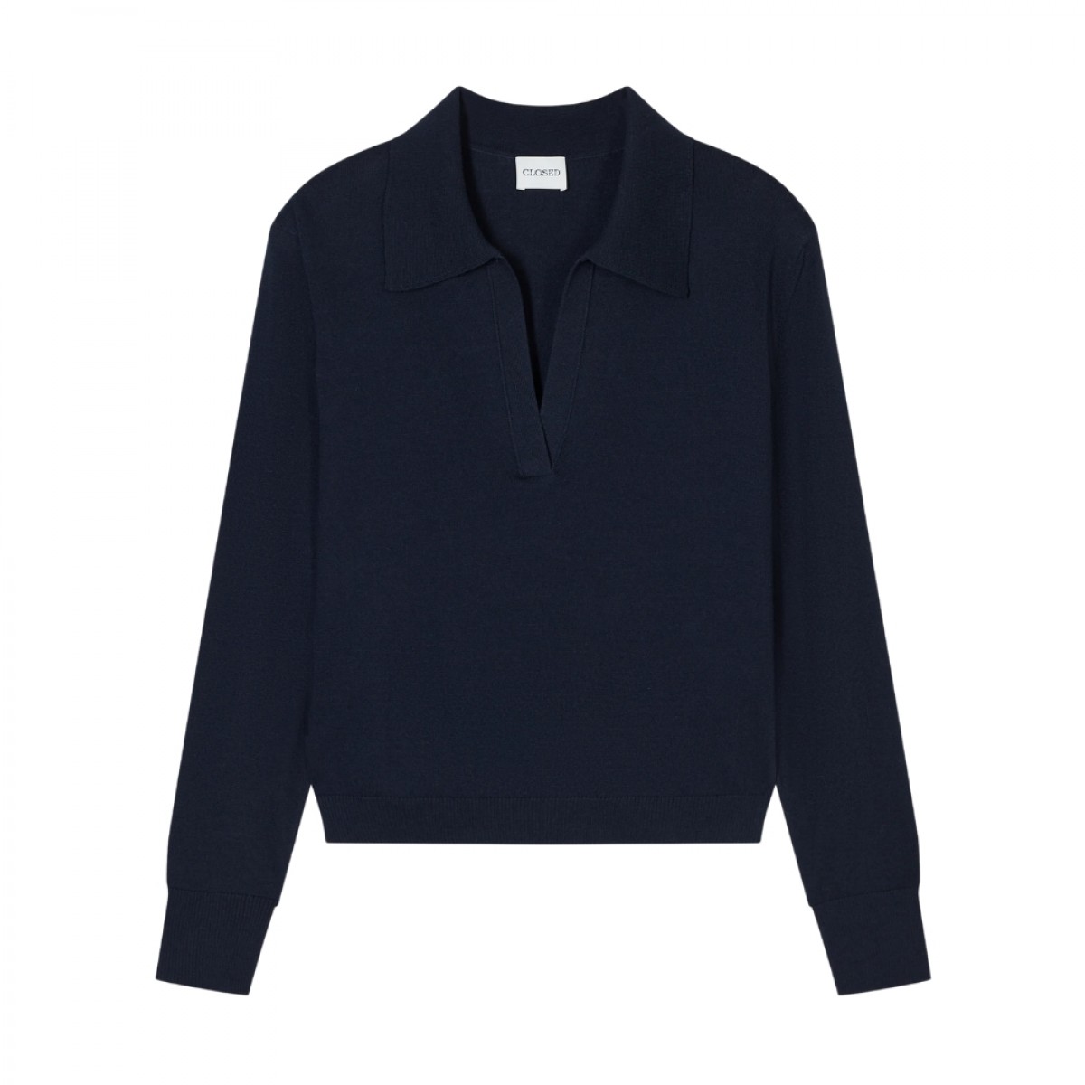closed polo longsleeve knit - dark night - front