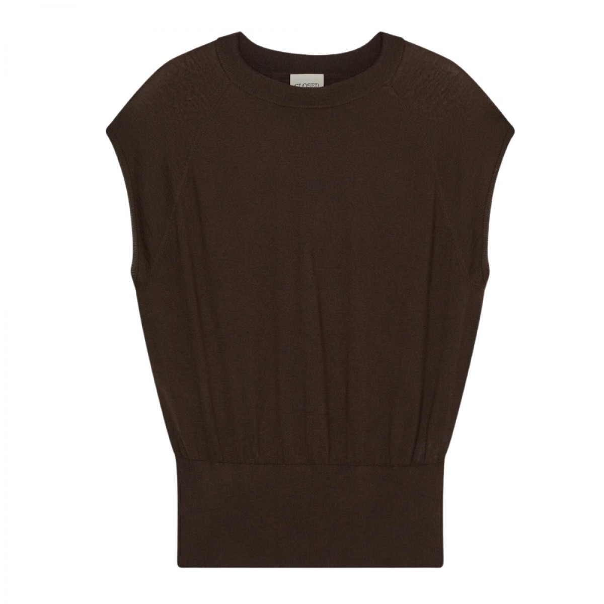 closed crew neck sleeveless - maple brown - front