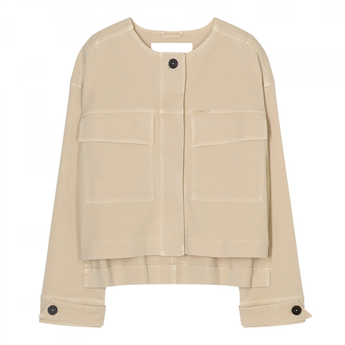 closed cropped utility jacket - camel beige - front