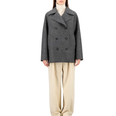 long peacoat pressed wool jacket - middle grey