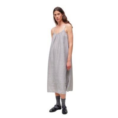 strap dress linen - grey