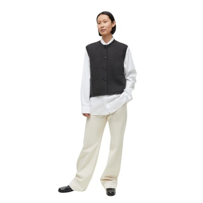 elva vest pure merino - dark brown melange