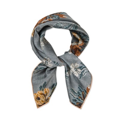 small classical blue flower scarf - blue