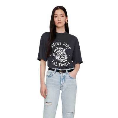 anine bing ave tee collegiate lepard - washed charcoal