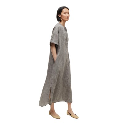 cille dress linen - brown
