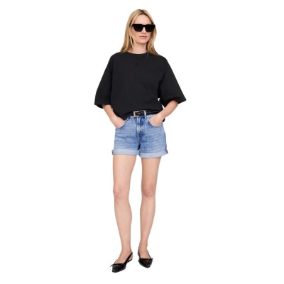 anine bing myers cropped tee - faded black french terry