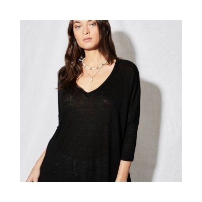 emilie v-hals bluse - black emilie v-hals bluse - black