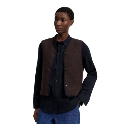 aiayu hilda vest pure merino wool - navy melange 