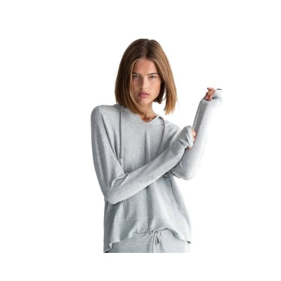 majestic filatures hættesweat - light grey melange majestic filatures hættesweat - light grey melange