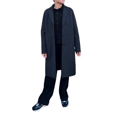 women overcoat boiled wool - anthracite
