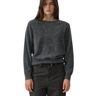 women's brushed crewneck - heather grey