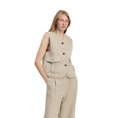 aiayu vest heavy linen - pure natural