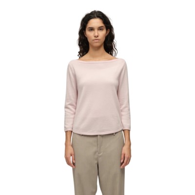 women's boat neck - baby pink - model front