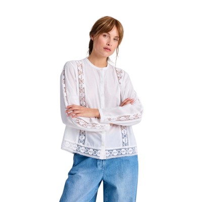 rosa l/s cotton voile shirt - white