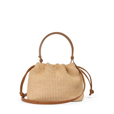 eva bag medium raffia natural - cognac