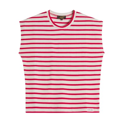 theoxane mariniere tank top - offwhite red