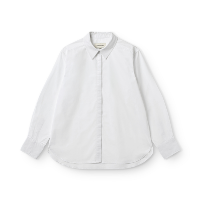 ls shirt hidden placket poplin - white 