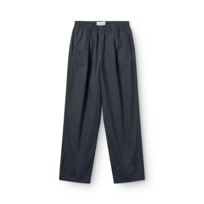 long pant with pleat poplin - navy