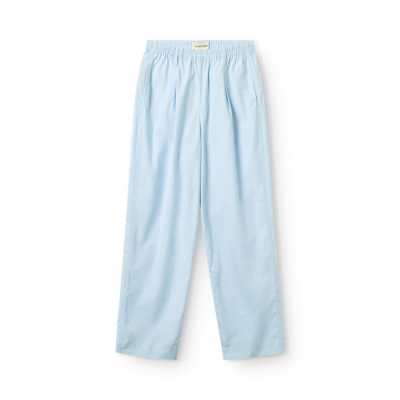 long pant with pleat poplin - light blue