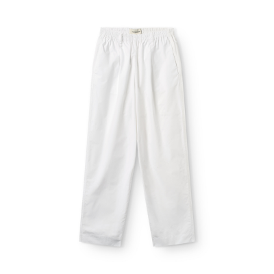 long pant with pleat poplin - white