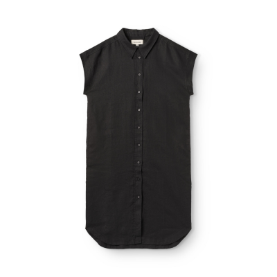 dress sleeveless linen - black