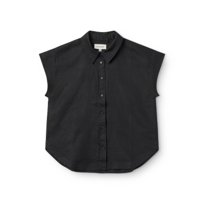 shirt sleeveless linen - black