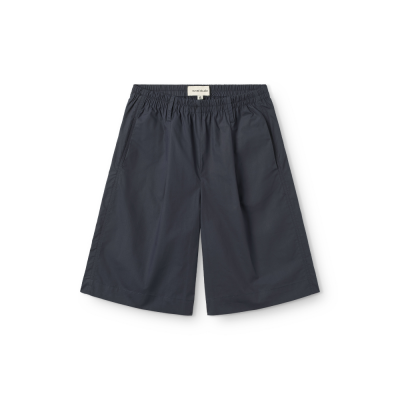 shorts with pleat poplin - navy